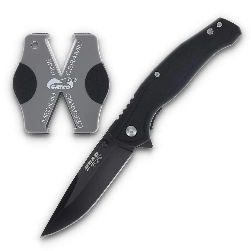 Bear & Son Cutlery Knives Edge Brisk 2.0 Folding Knife Sharpener Combo Drop Point Blade Black Buy at Faith and Freedom