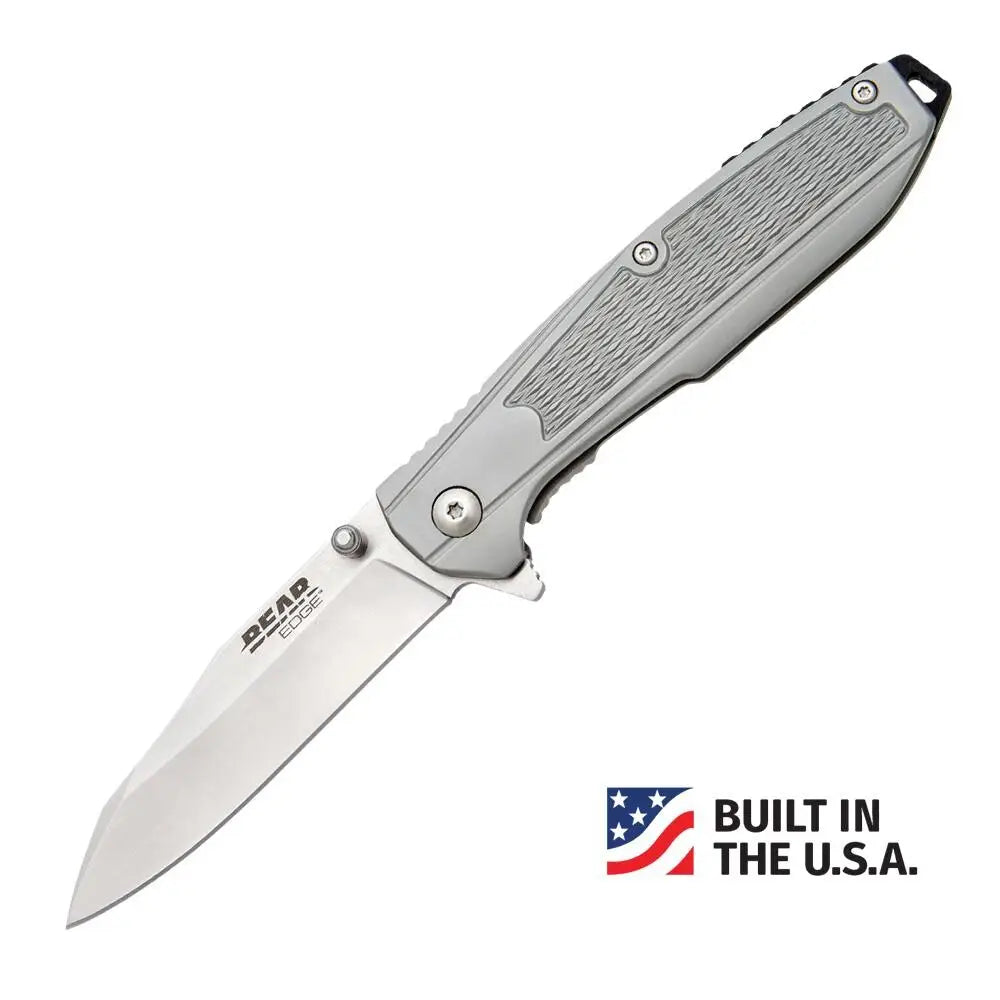 Bear & Son Cutlery Knives Frame Lock Folding Knife 3-1/4’’ Reverse Tanto Blade Grey Buy at Faith and Freedom Outdoors