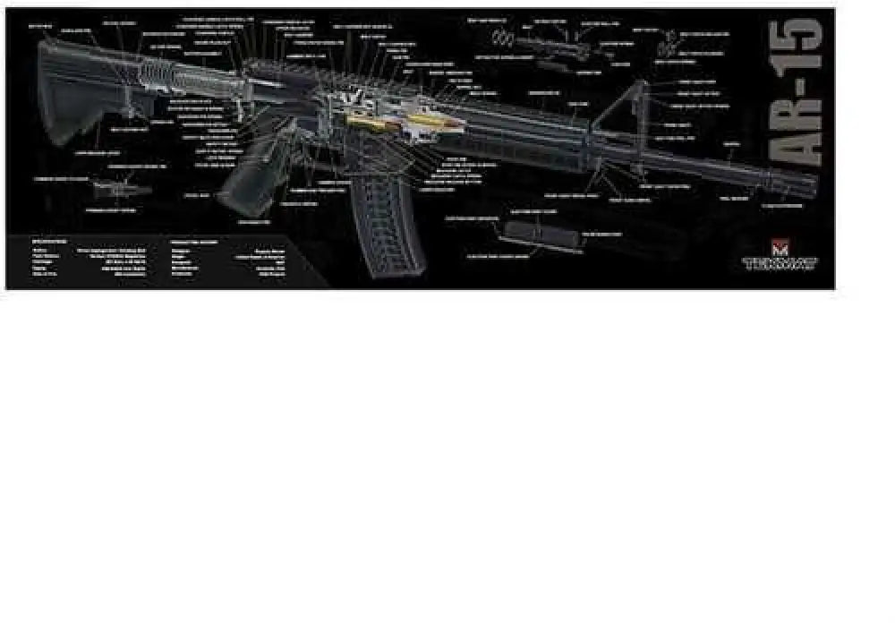 Beck Tek Llc (tekmat) R36ar15gy Ar-15 3d Cutaway Cleaning Mat Breakdown 36’’ x 12’’ Black/white/gray