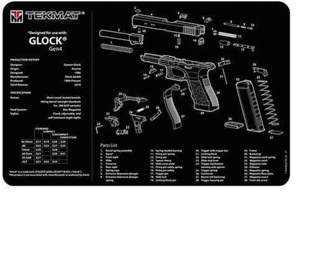Beck Tek Llc (tekmat) Tekr17for Glock4243 for 42/43 Gun Cleaning Mat 11’’x17’’x1/8’’ - Tekr17glock4243
