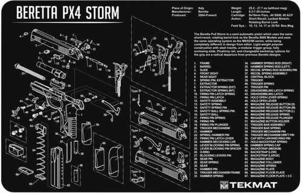 Beretta Px4 Storm Handgun Cleaning Mat - Tekr17berpx4