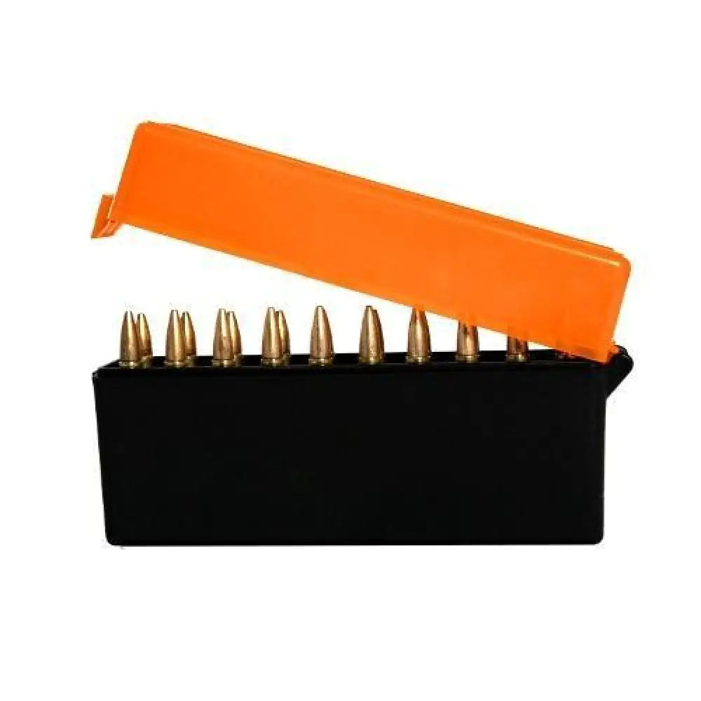Berry’s Mfg Ammo Boxes 209 Box for.243/6.5/.30-06 - 20/rd Orange/black Buy at Faith and Freedom Outdoors