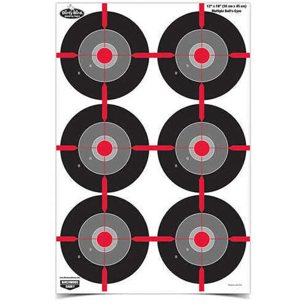 Birchwood Casey 35705 Dirty Bird Hanging Tagboard 12’’ x 18’’ Bullseye Black/gray/red/white 8 Pack