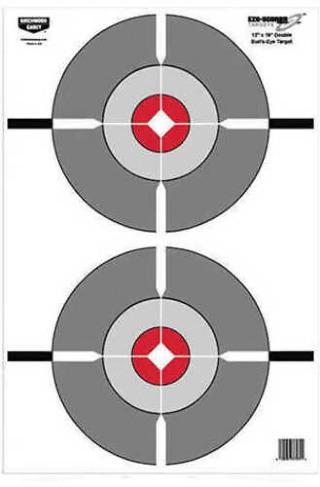 Birchwood Casey 37061 Eze-scorer Double Bull’s-eye Paper 12’’ x 18’’ Bullseye Black/gray/red/white 100 Pack