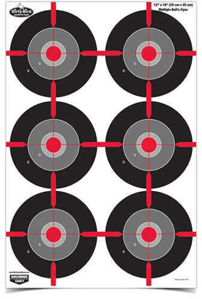 Birchwood Casey Dirty Bird Paper Targets 12’’ x 18’’ Multiple Bull’s-eye Pack of 100 Md: 35703