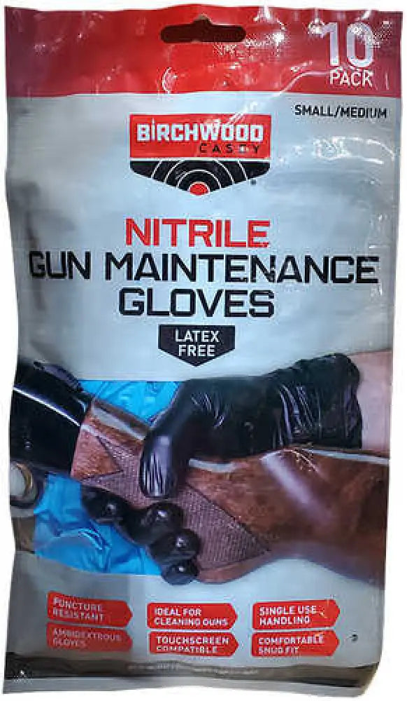 Birchwood Casey Nglvs-m Nitrile Gun Maintenance Gloves Sm/med 10 Pack - Nglvs-m