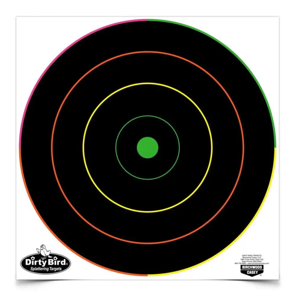 Birchwood Casey Paper Targets Dirty Bird 12’’ Multicolor Bull’s-eye Target 100/ct Buy at Faith and Freedom Outdoors