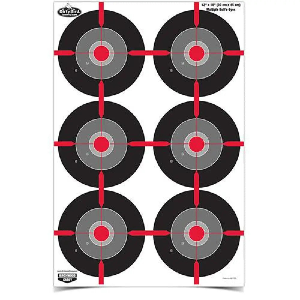 Birchwood Casey Paper Targets Dirty Bird 12’’ x 18’’ Multiple Bull’s-eye Target - 8 Ct Buy at Faith and Freedom Outdoors
