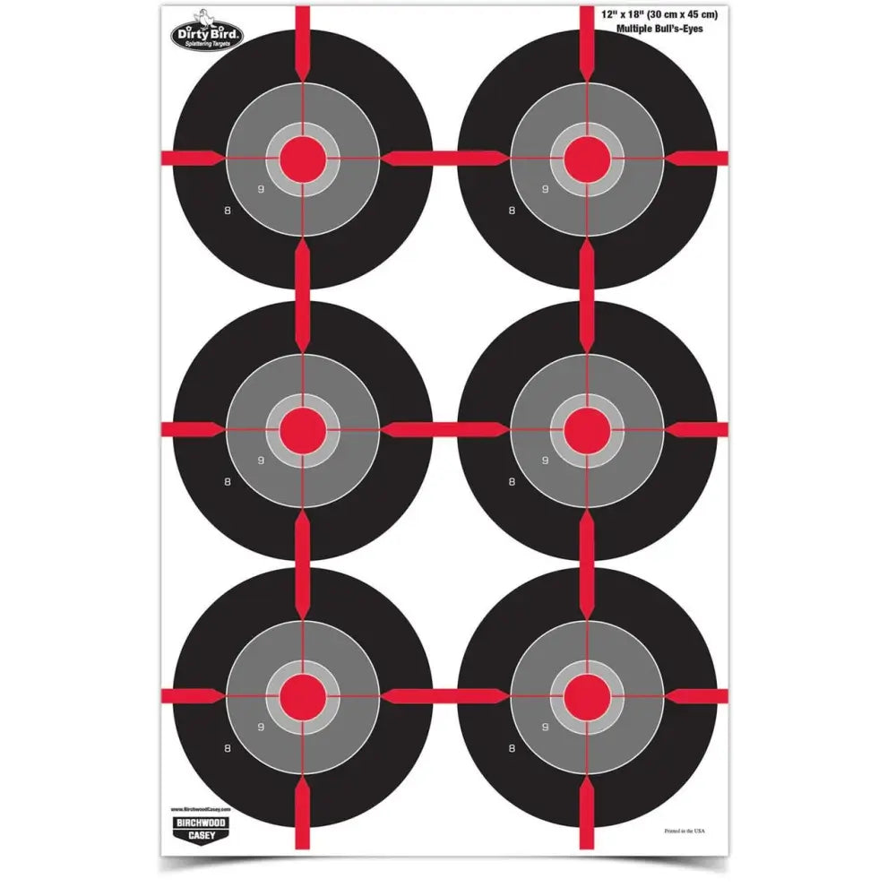 Birchwood Casey Paper Targets Dirty Bird 12’’x18’’ Splatter Target Multiple Bull’s Eye - 100/ct Buy at Faith