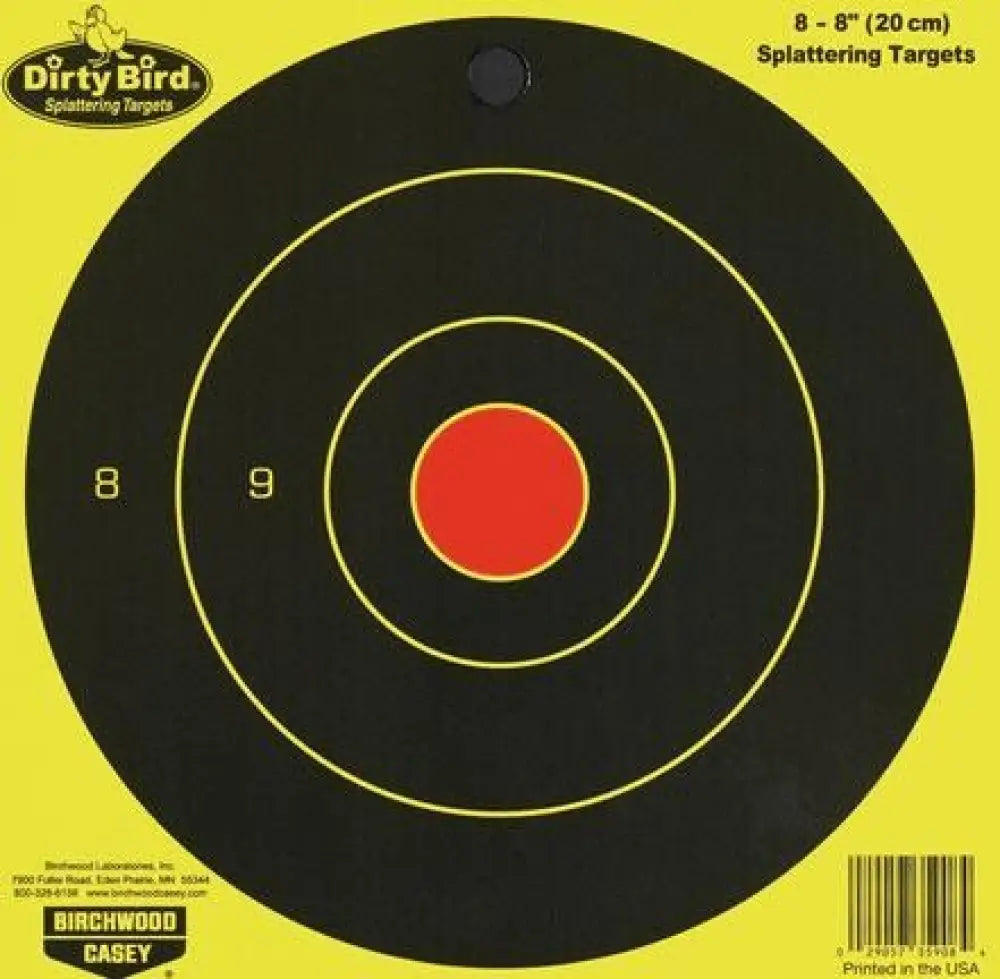 Birchwood Casey Paper Targets Dirty Bird Bulls-eye Target - 8’’ Round 8/pack Buy at Faith and Freedom Outdoors