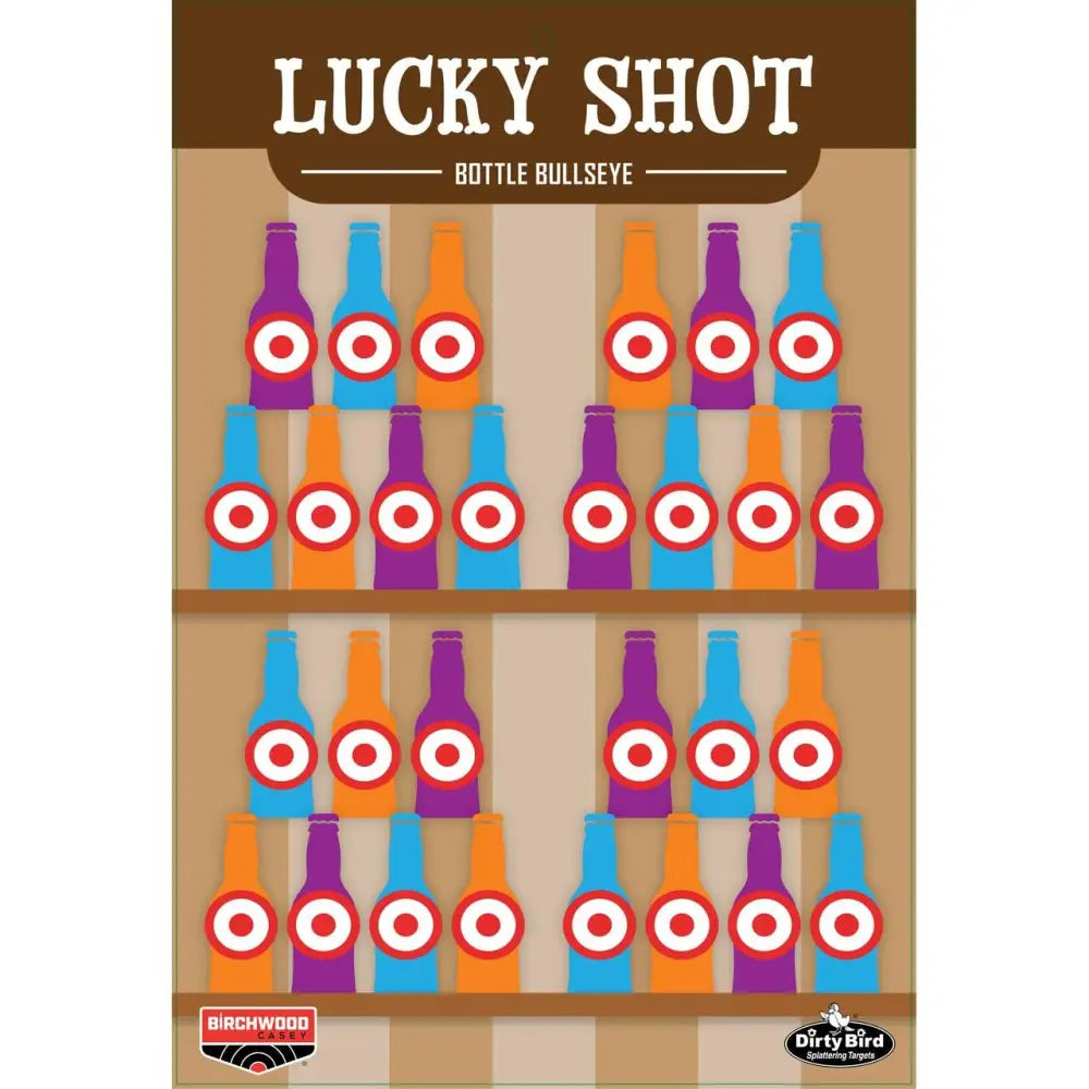Birchwood Casey Paper Targets Dirty Bird ?Lucky Shot’ Bottle Target 12’’x18’’ 6/ct Buy at Faith and Freedom Outdoors
