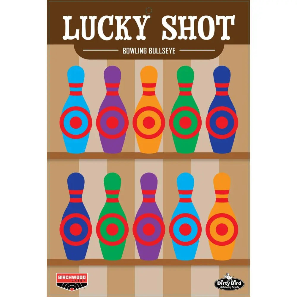 Birchwood Casey Paper Targets Dirty Bird ?Lucky Shot’ Bowling Pins Target 12’’x18’’ 6/ct Buy at Faith and Freedom Outdoors