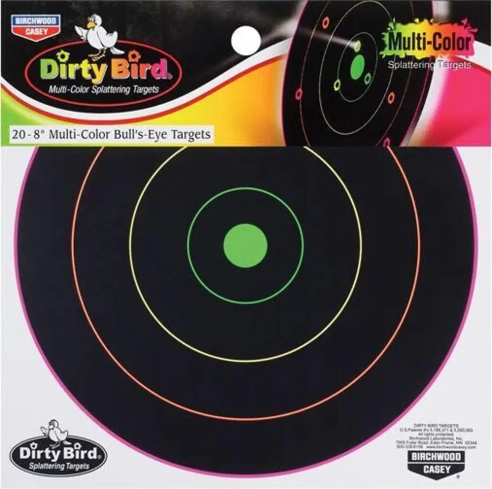 Birchwood Casey Paper Targets Dirty Bird Multi-color Splattering 8’’ Target - 20 Buy at Faith and Freedom Outdoors