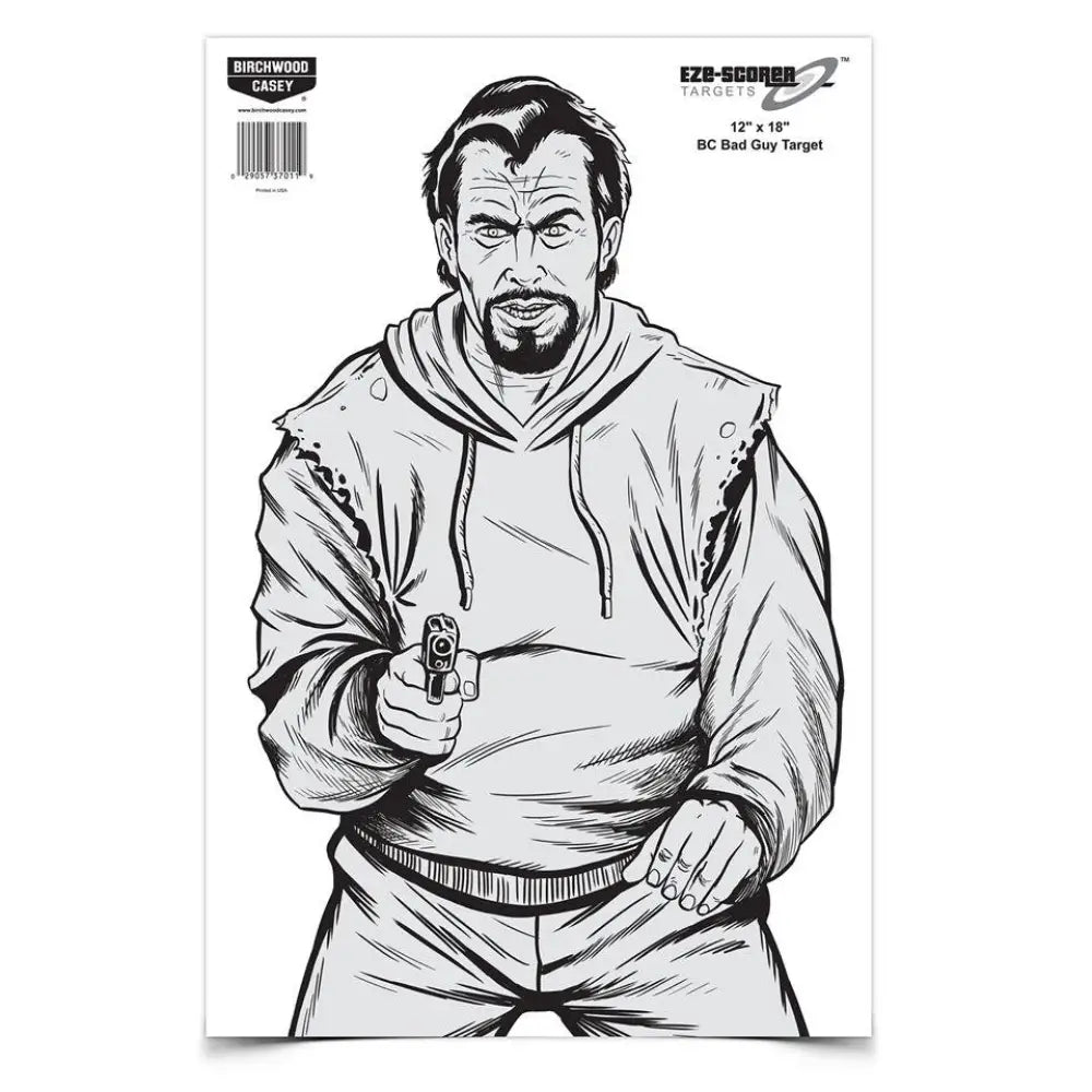 Birchwood Casey Paper Targets Eze-scorer Bc Bad Guy Target - 12’’x18’’ 10 Pack Buy at Faith and Freedom Outdoors