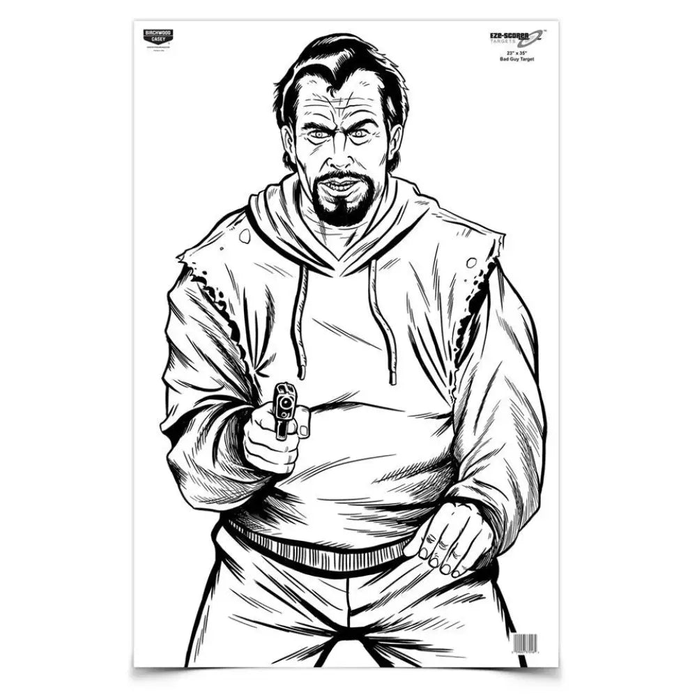 Birchwood Casey Paper Targets Eze-scorer Bc Bad Guy Target - 23’’x35’’ 5 Pack Buy at Faith and Freedom Outdoors
