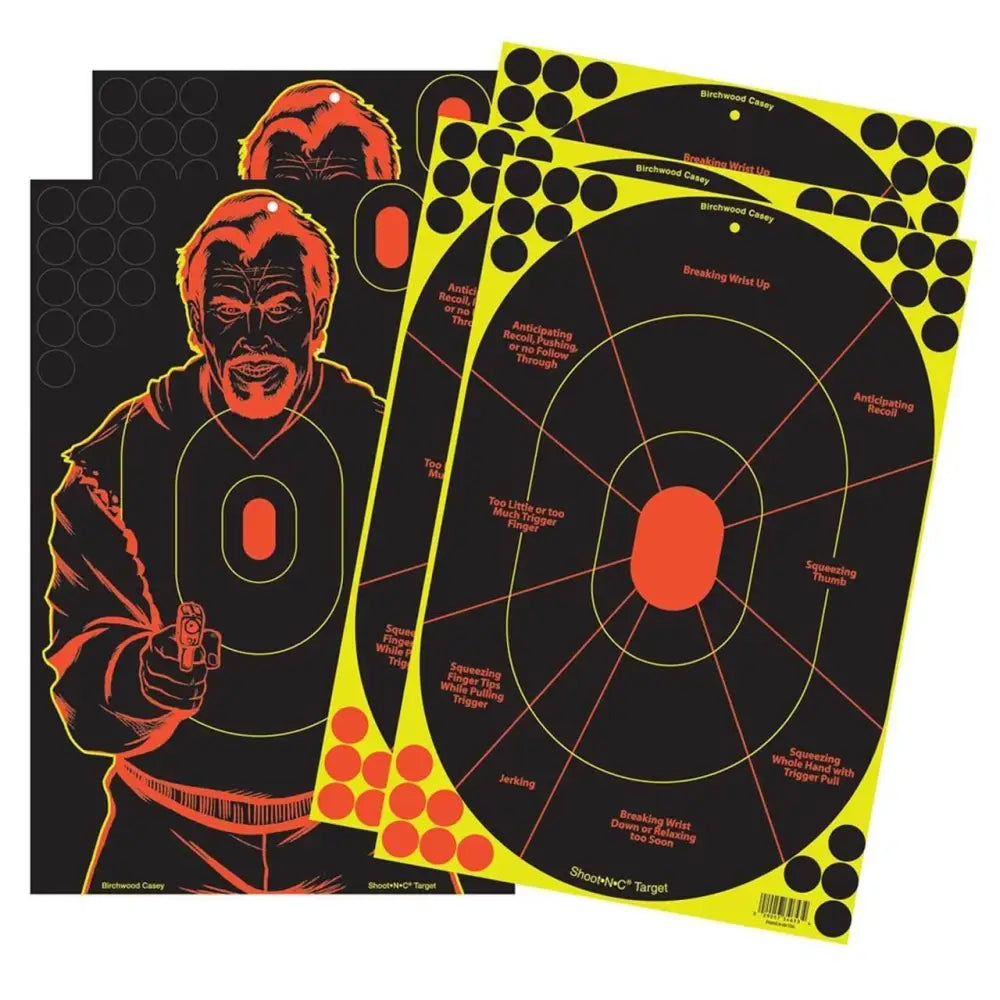 Birchwood Casey Paper Targets Shoot-n-c 12’’ x 18’’ 3-handgun Trainer & 2-bad Guy Sileft Handouette Target-5/ct Buy
