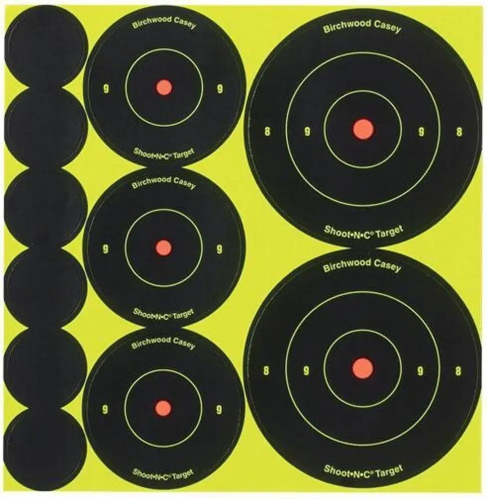 Birchwood Casey Paper Targets Shoot-n-c Assortment 1’’ 2’’ & 3’’ 10/pack Buy at Faith and Freedom Outdoors