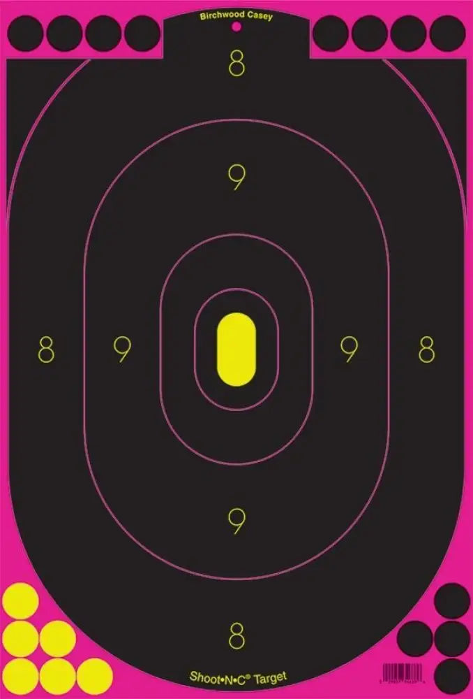 Birchwood Casey Paper Targets Shoot-n-c Pink Reactive 12’’x18’’ 5/pack Buy at Faith and Freedom Outdoors
