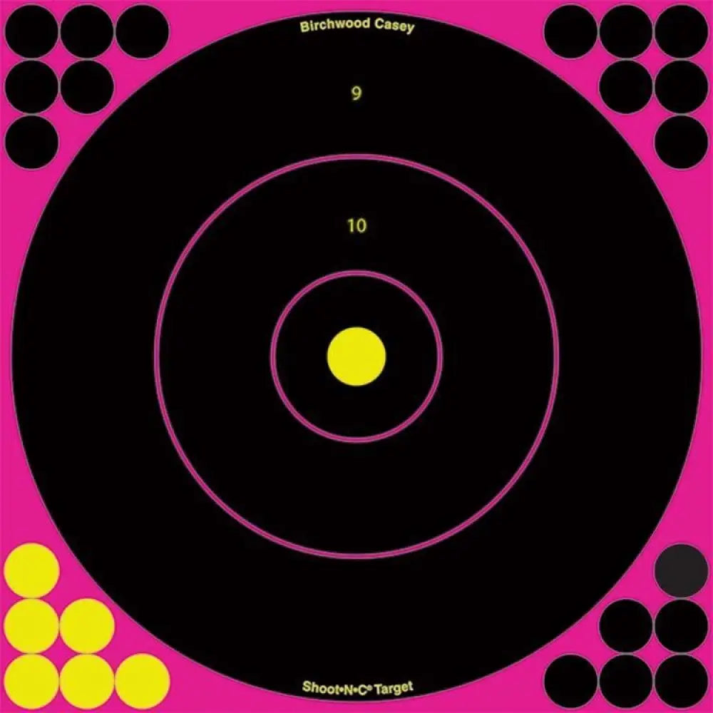 Birchwood Casey Paper Targets Shoot-n-c Pink Reactive 8’’ 6/pack Buy at Faith and Freedom Outdoors