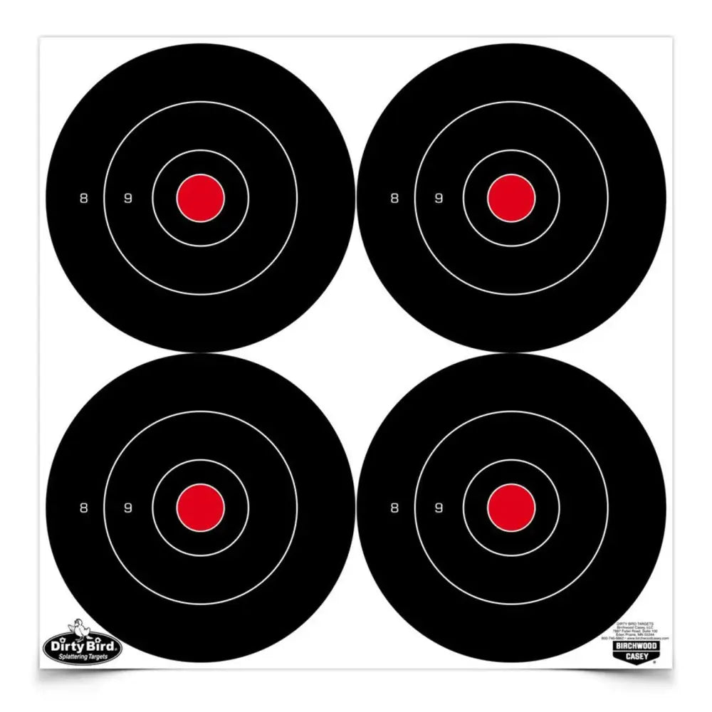 Birchwood Casey Targets|paper Targets Dirty Bird 6’’ Bull’s-eye 100/ct (400 Total 4 Per Sheet) Buy at Faith and Freedom