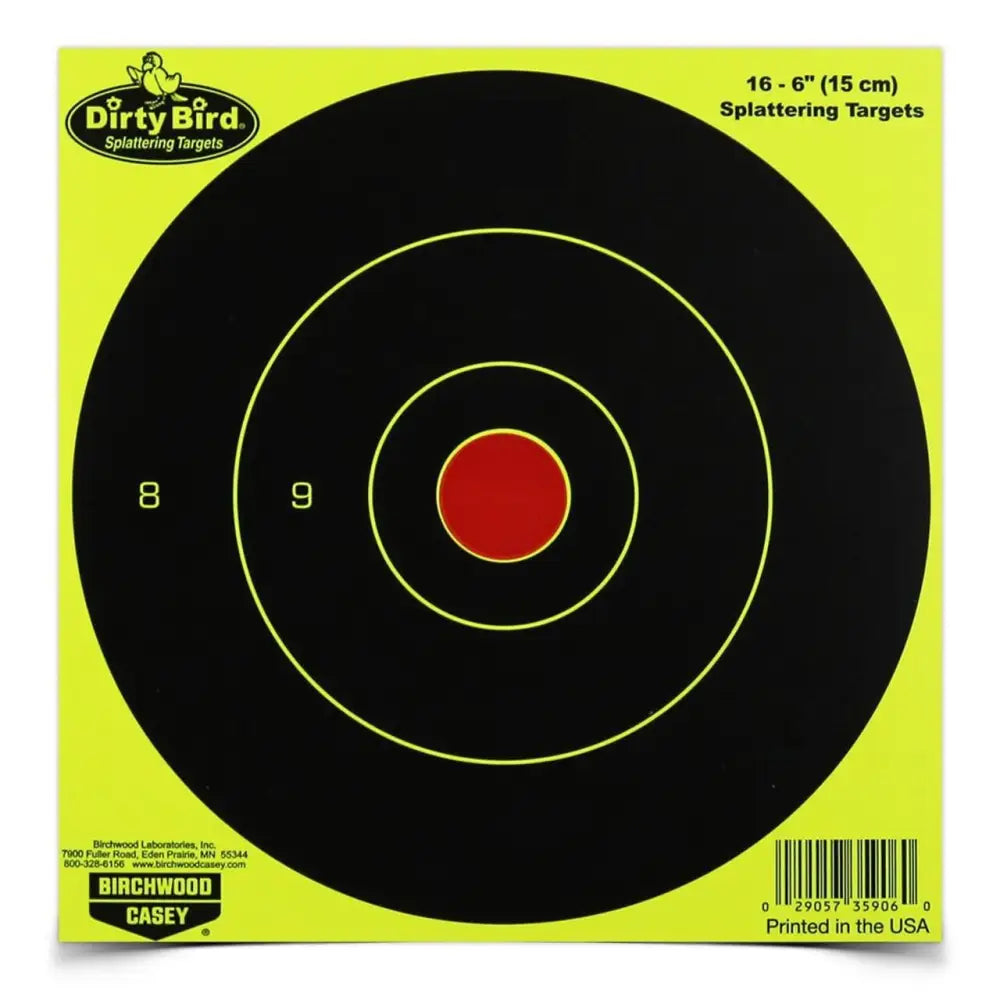 Birchwood Casey Targets|paper Targets Dirty Bird 6’’ Yellow Bull’s Eye 100/ct Buy at Faith and Freedom Outdoors