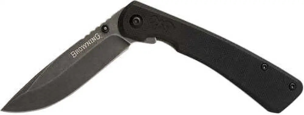 Browning 3220514 Branded Rock Edc 3’’ Folding Drop Point Plain Black Stonewashed 7cr17mov Ss Blade G10 Handle