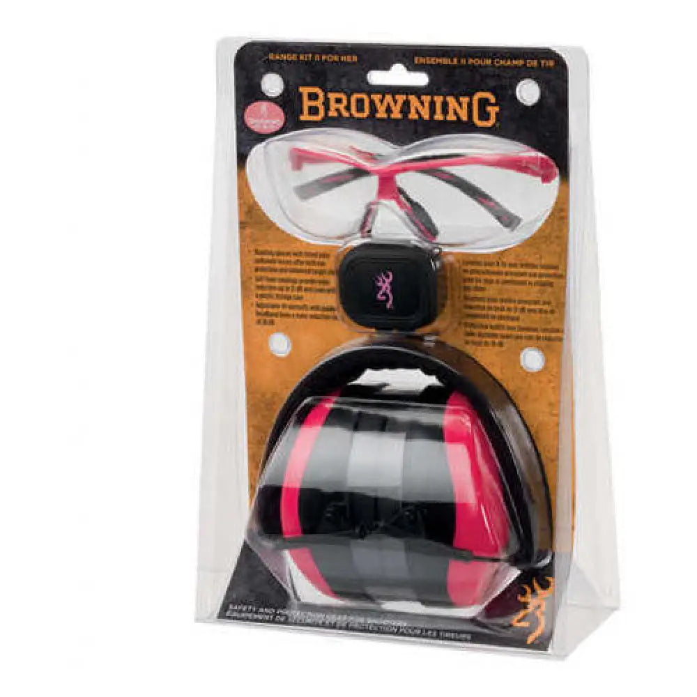 Browning Hearing Protection Range Kit Ii for Her Black & Hot Pink - 126373