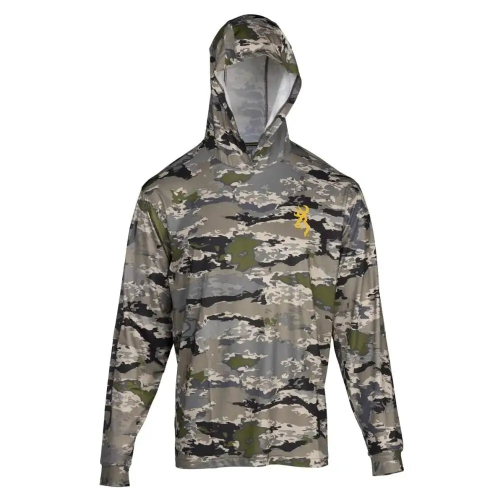Browning Long Sleeve Shirts Hooded Tech Shirt Ovix Camo l Buy at Faith and Freedom Outdoors