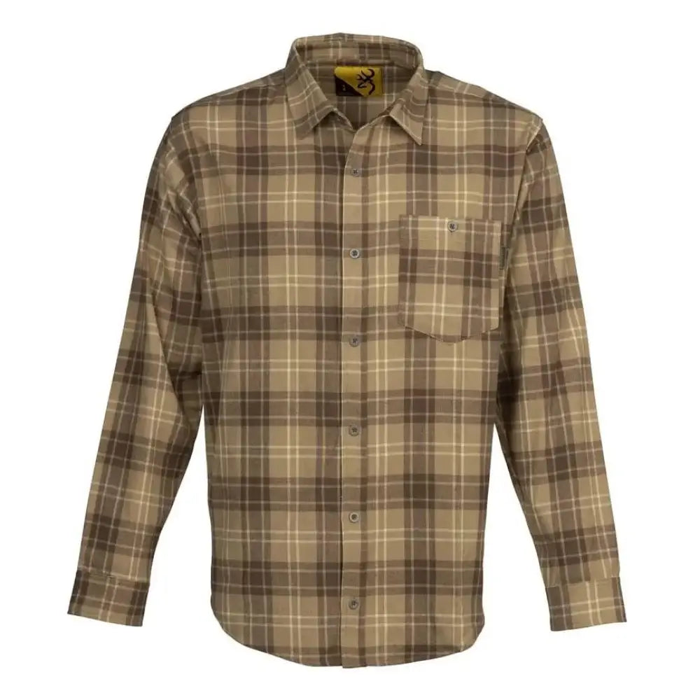 Browning Long Sleeve Shirts|long Shirts Upland Flannel Shirt Tan l Buy at Faith and Freedom Outdoors