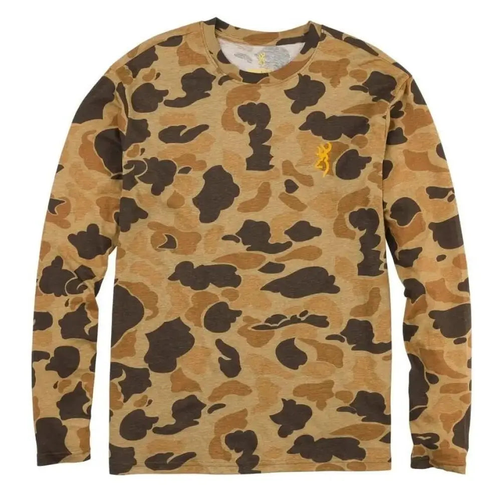 Browning Long Sleeve Shirts|long Shirts Wasatch T-shirt Vintage Tan Camo m Buy at Faith and Freedom Outdoors