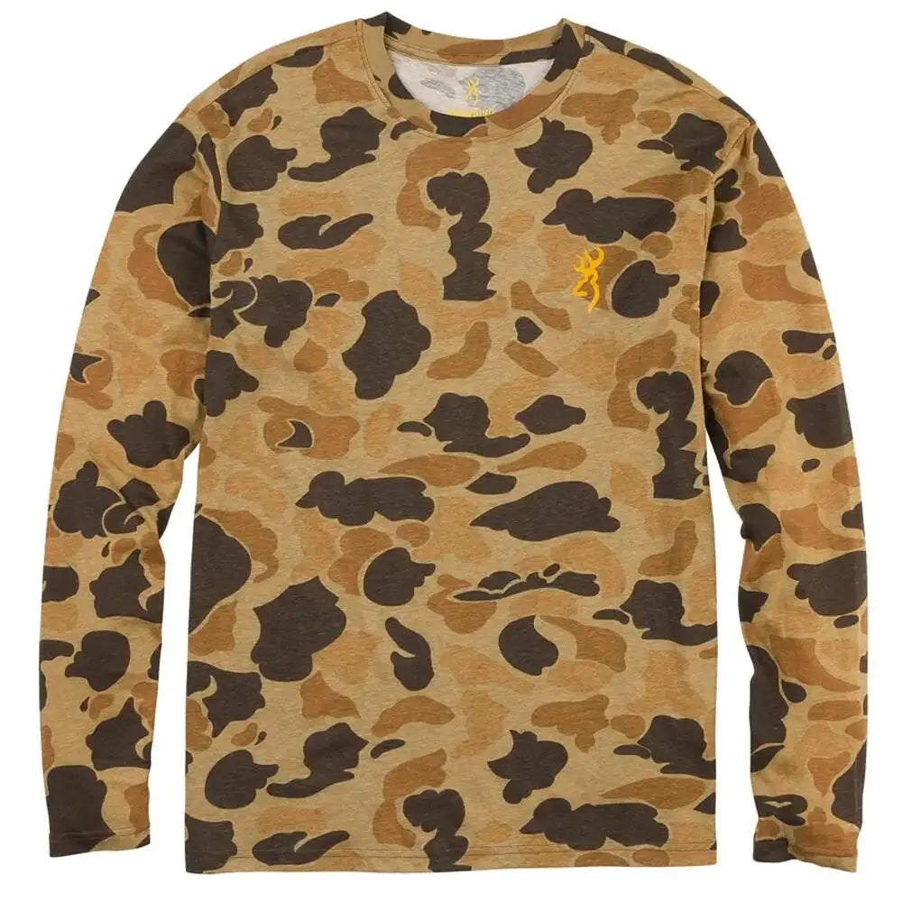 Browning Long Sleeve Shirts|long Shirts Wasatch T-shirt Vintage Tan Camo Xl Buy at Faith and Freedom Outdoors