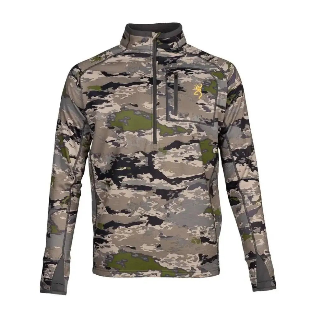 Browning Long Sleeve Shirts Monroe 1/4 Zip Shirt Ovix Camo 2xl Buy at Faith and Freedom Outdoors
