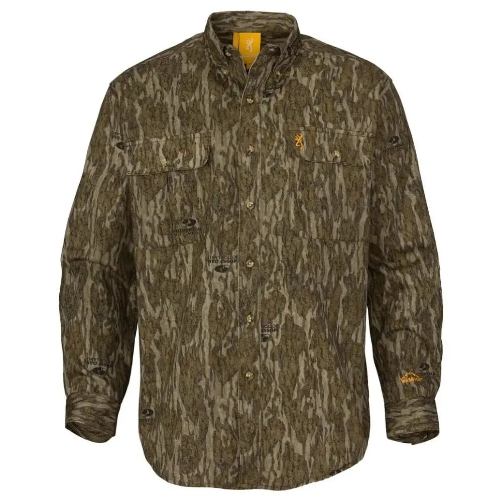 Browning Long Sleeve Shirts Wasatch-cb Shirt Button-front 2 Pocket Mossy Bottomland l Buy at Faith and Freedom Outdoors