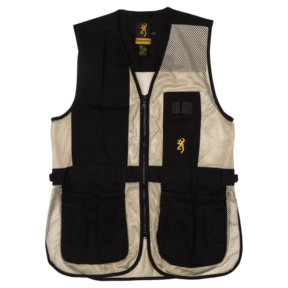 Browning Shooting Vests Trapper Creek Mesh Vest Black and Tan 2xl Buy at Faith and Freedom Outdoors