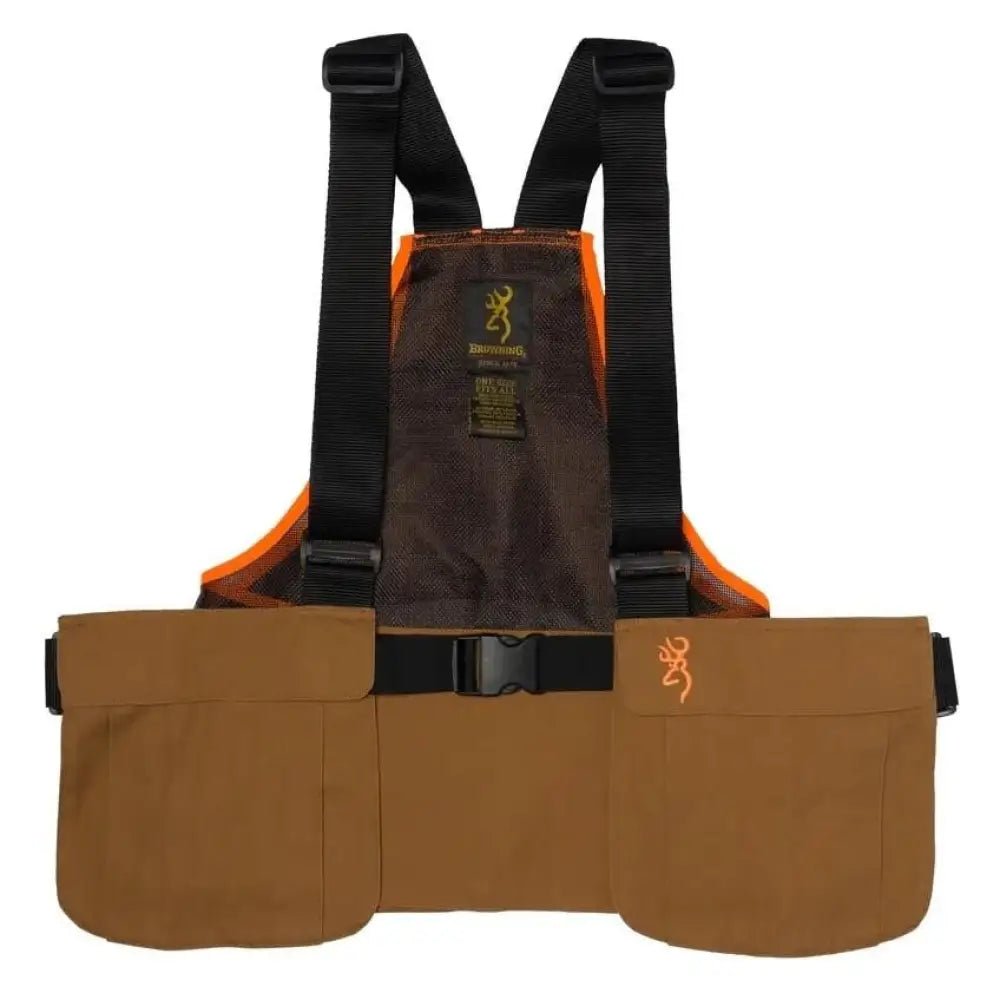 Browning Upland Vests Strap Vest Tan/blaze Onesize Fits Most Buy at Faith and Freedom Outdoors