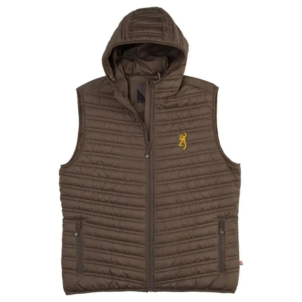 Browning Vests|rain Gear Packable Puffer Hooded Vest Major Brown m Buy at Faith and Freedom Outdoors