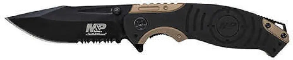 Bti Tools M&p Folder Liner Lock Drop Point Black/gold Handle Clam Md: Swmp13bscp - Swmp13bscp