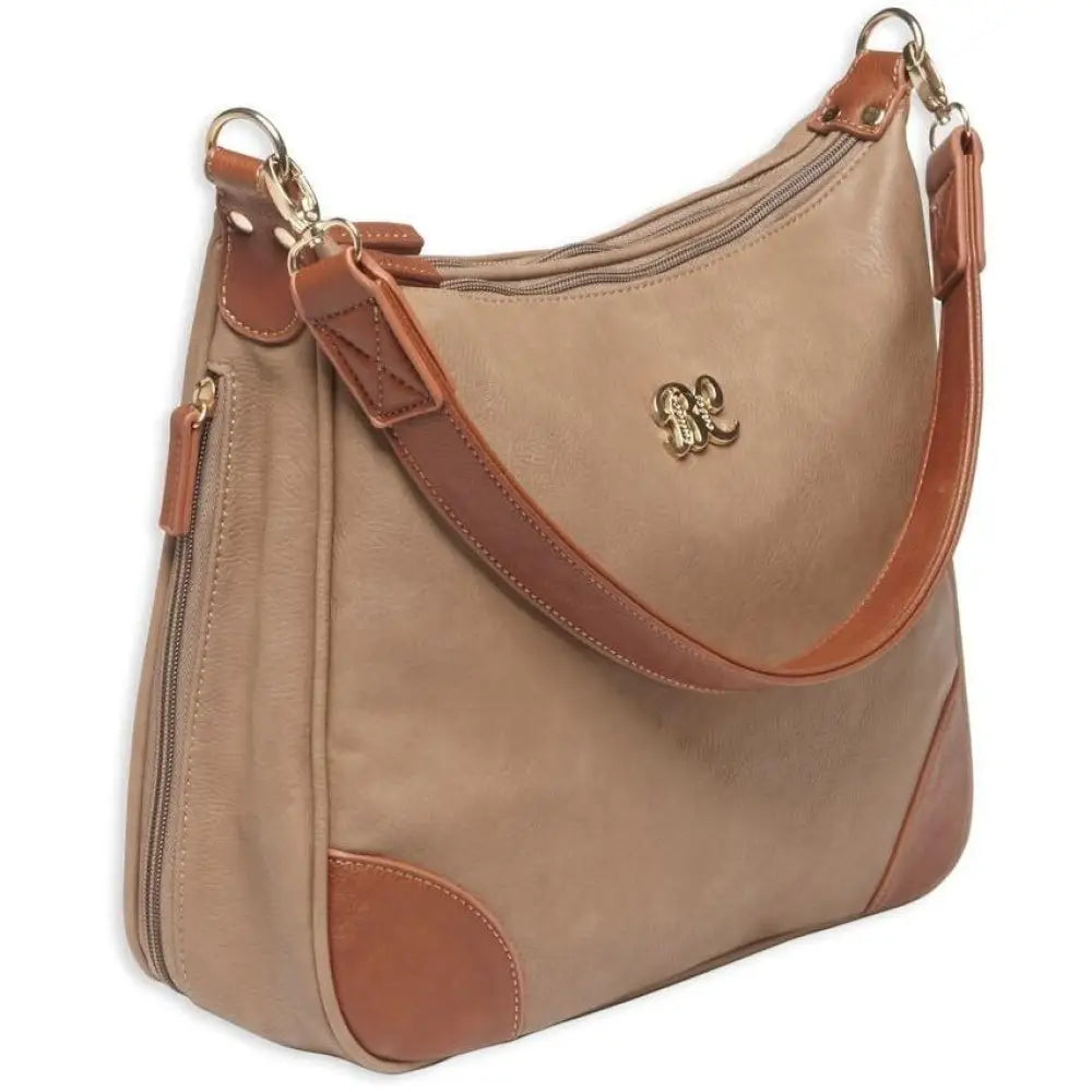 Bulldog Cases Purses Hobo Style Conceal Carry Purse with Holster - Taupe Tan Trim Buy at Faith and Freedom Outdoors