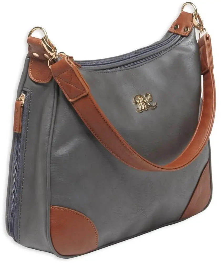 Bulldog Cases Purses Hobo Style Conceal Carry Purse with Holster - Gray Tan Trim Buy at Faith and Freedom Outdoors