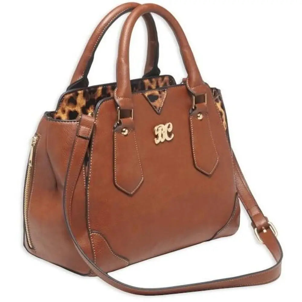 Bulldog Cases Purses Satchel Style Conceal Carry Purse with Holster - Chestnut Leopard Trim Buy at Faith and Freedom