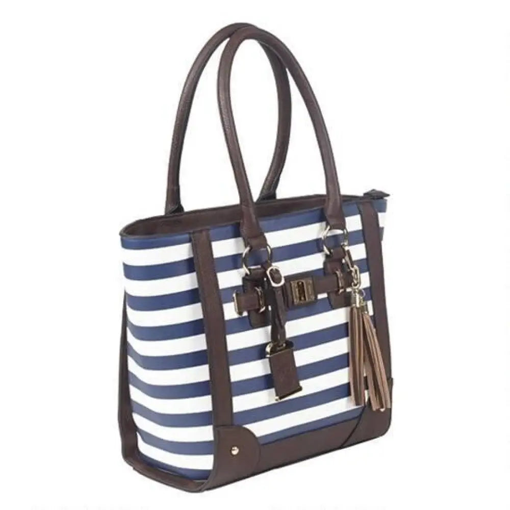 Bulldog Cases Purses Tote Style Purse with Holster - Navy Stripe Buy at Faith and Freedom Outdoors