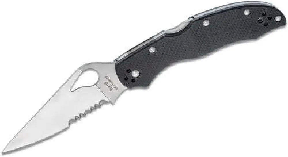 Byrd Harrier 2 Folder 3.32 in Combo Blade Black G-10 Handle - By01gps2