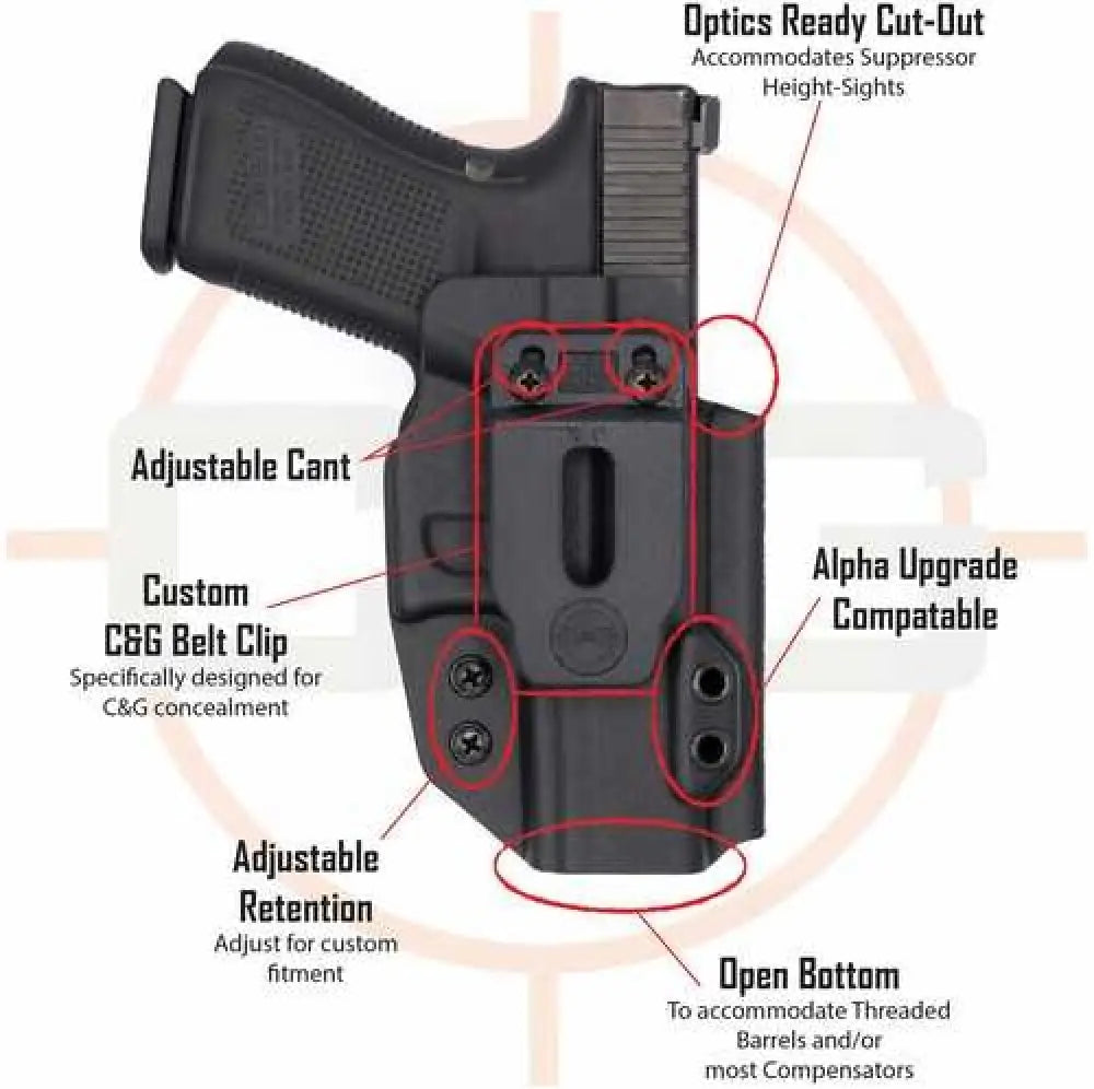 C&g Holsters 0256100 Covert Owb Black Kydex Belt Loop Fits Sig P365/p365 Xl - 256100