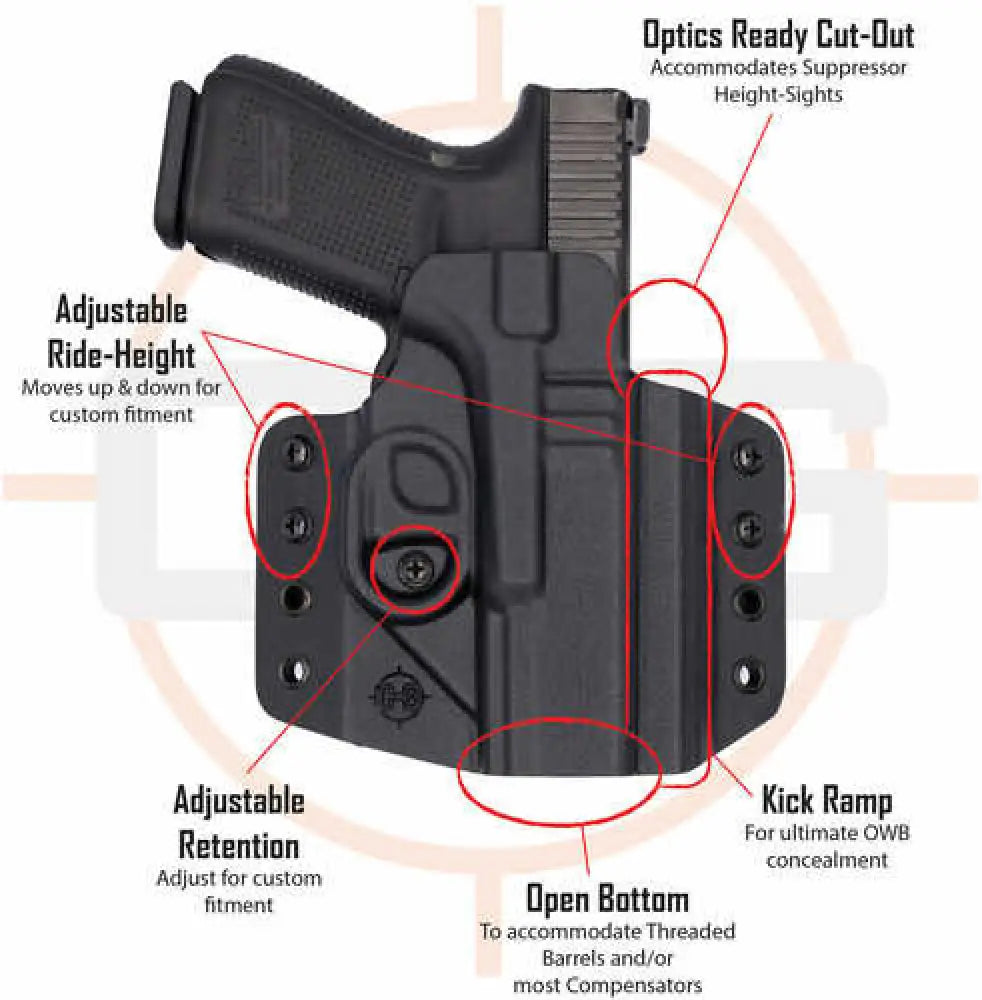 C&g Holsters 1862100 Covert Owb Black Kydex Belt Loop Fits 1911 3.5’’ Right Hand