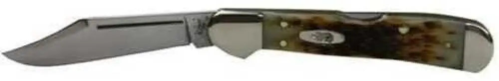 Case 00133 Copperlock Mini 2.72’’ Folding Clip Point Plain Mirror Polished Tru-sharp Ss Blade/peach Seed Jigged Amber