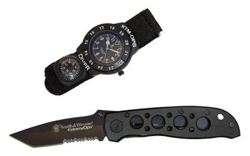 Cbg S&w Extreme Ops Knife/watch Black Buy at Faith and Freedom Outdoors - Folding Knives