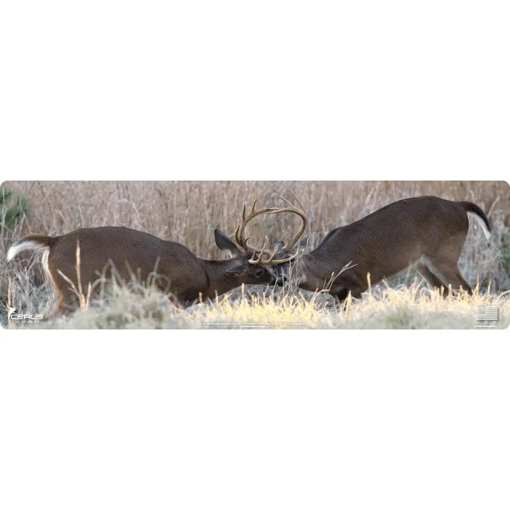 Cerus Gear Gun Cleaning Mats Magnum Xxl 14x48 White Tail Bucks Fighting Promat - Full Color Buy at Faith and Freedom
