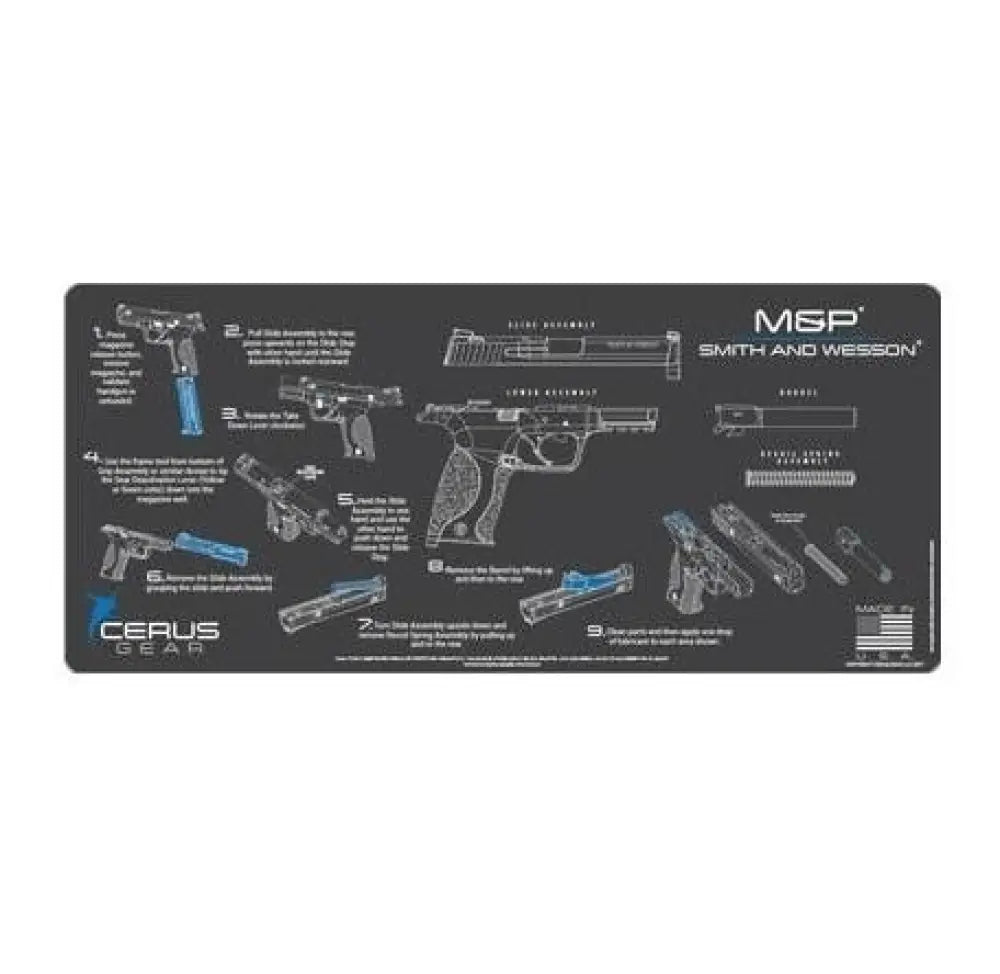 Cerus Gear Gun Cleaning Mats S&w M&p Instructional 3mm Promat 12’’ x 27’’ - Charcoal Gray Buy at Faith and Freedom
