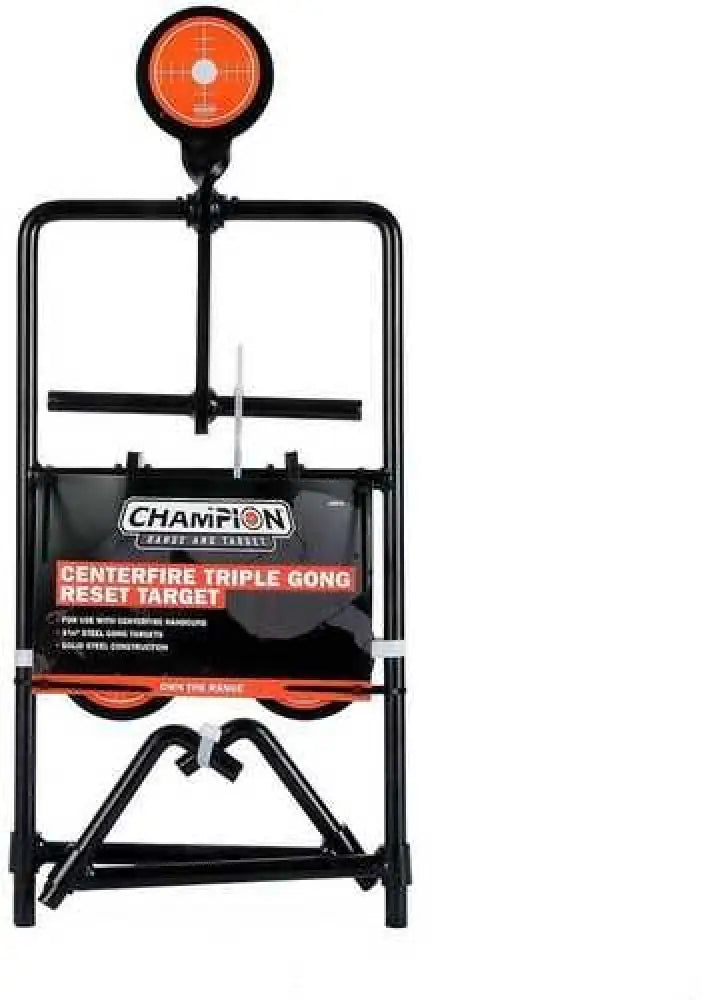 Champion Centerfire Handgun Triple Gong Reset Target Steel Card - 40870