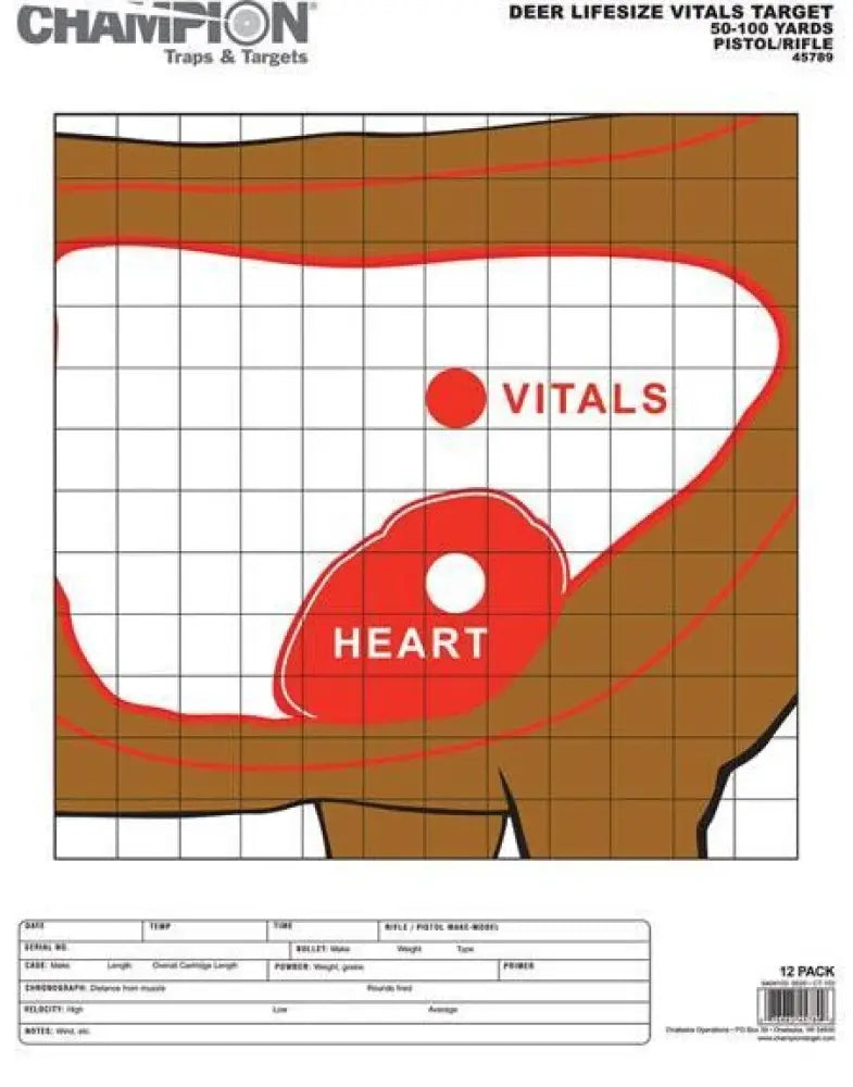 Champion Paper Targets Animal Deer Vitals 12/pack Buy at Faith and Freedom Outdoors